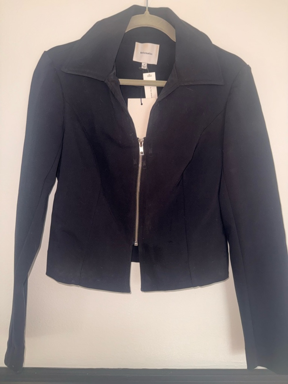 Reformation Black Zip-Front Blazer Jacket